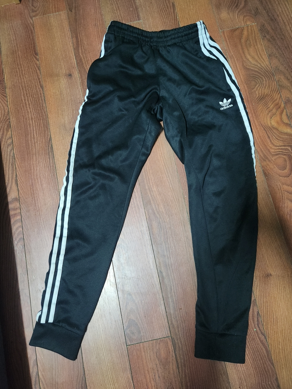 adidas Black Joggers with White Side Stripes